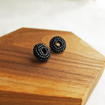 Donut Stud Earrings in Black Display Left