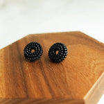 Donut Stud Earrings in Black Display Right