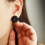 Donut Stud Earrings in Black Model