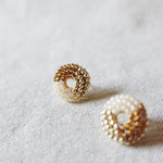Donut Trio Stud Earrings in Caramel Brown Left