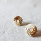 Donut Trio Stud Earrings in Caramel Brown Left