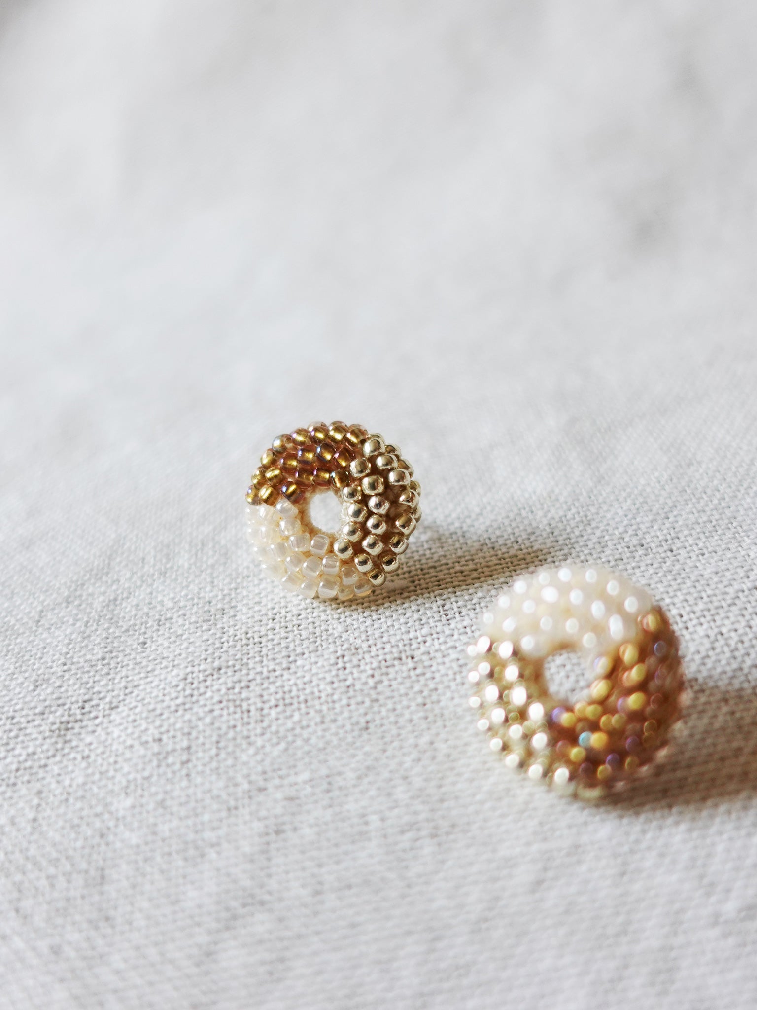 Donut Trio Stud Earrings in Caramel Brown Left