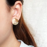 Donut Trio Stud Earrings in Caramel Brown Model