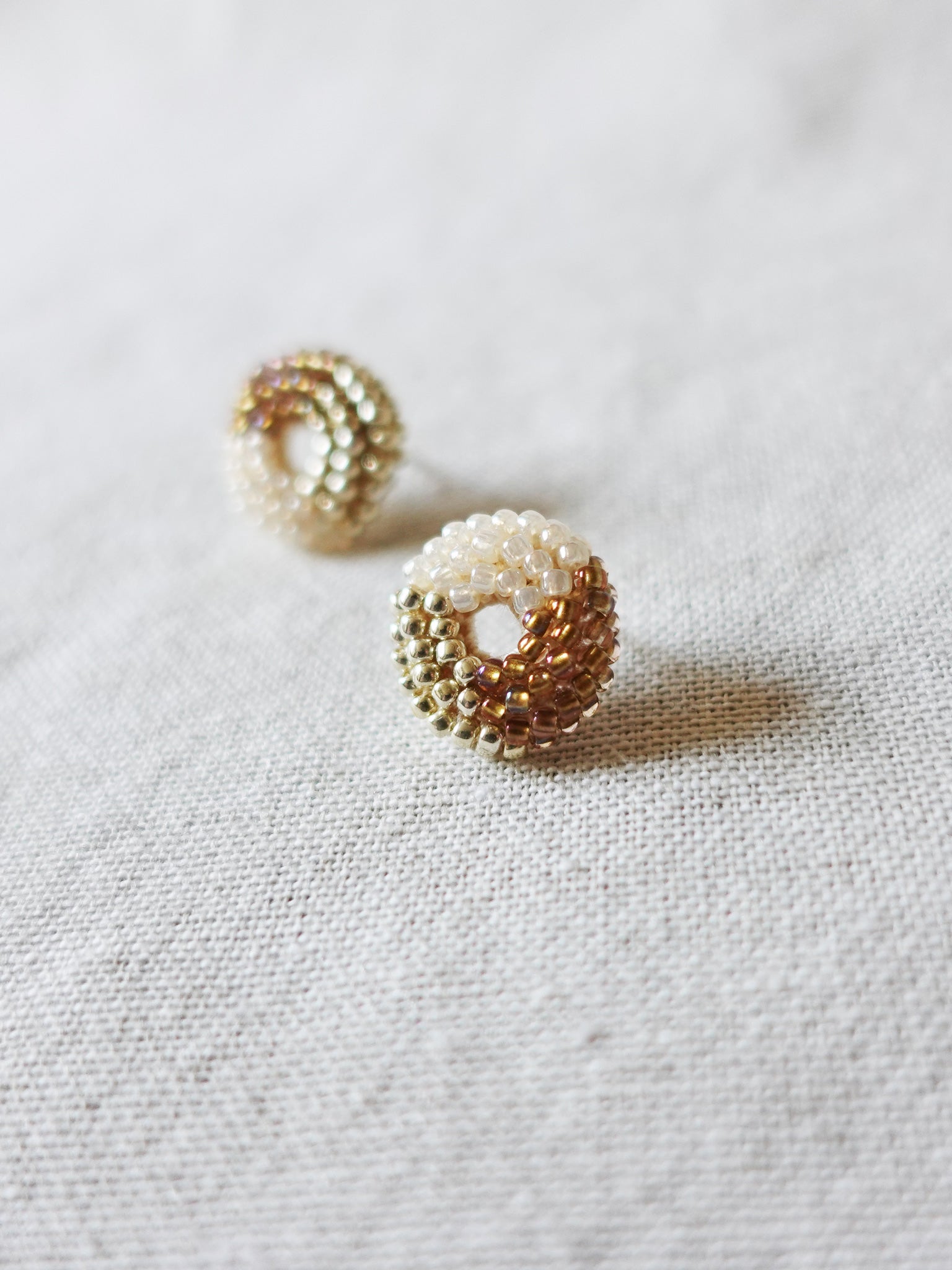 Donut Trio Stud Earrings in Caramel Brown Right