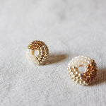 Donut Trio Stud Earrings in Caramel Brown Side