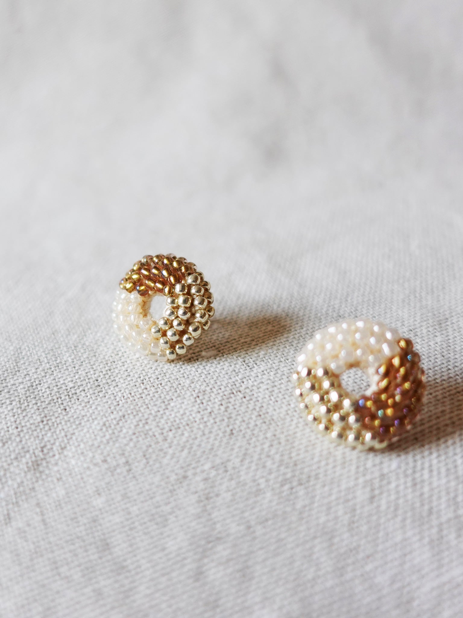 Donut Trio Stud Earrings in Caramel Brown Side