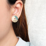 Donut Trio Stud Earrings in Ocean Green Model