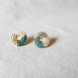 Donut Trio Stud Earrings in Ocean Green Right