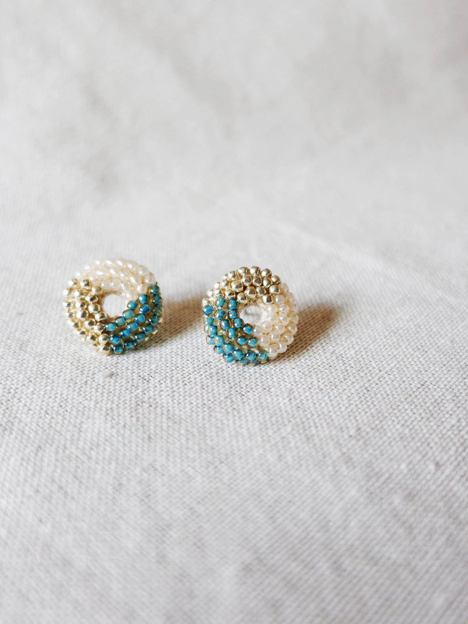 Donut Trio Stud Earrings in Ocean Green Right