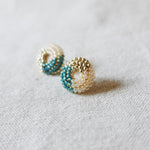 Donut Trio Stud Earrings in Ocean Green Side