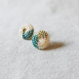 Donut Trio Stud Earrings in Ocean Green Side