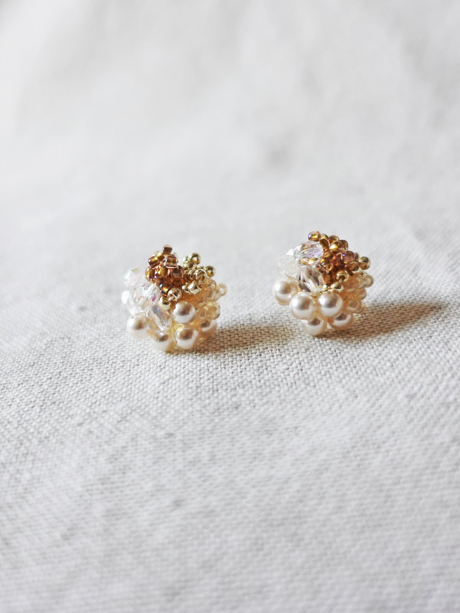 Fantasia Stud Earrings in Caramel Brown Left