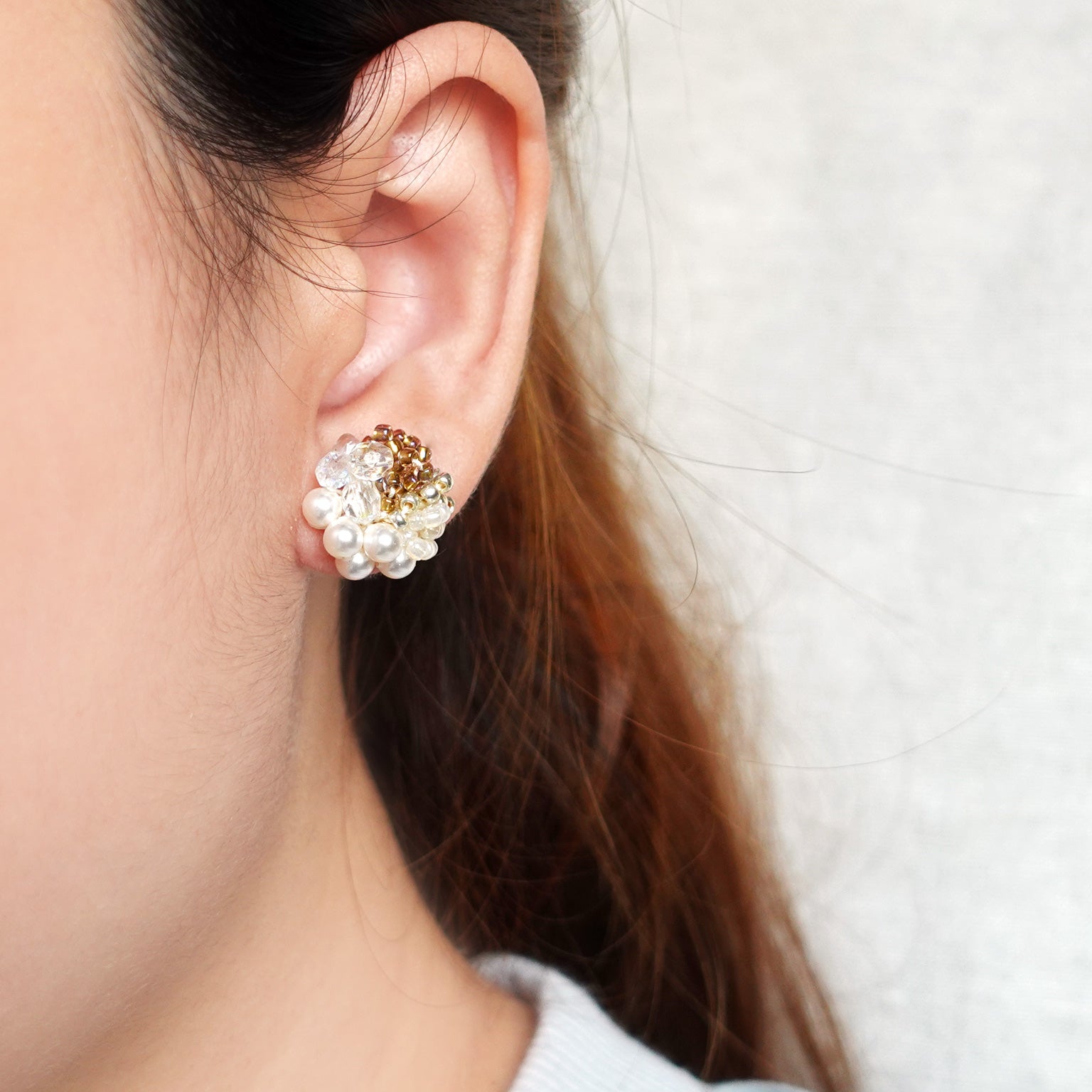 Fantasia Stud Earrings in Caramel Brown Model