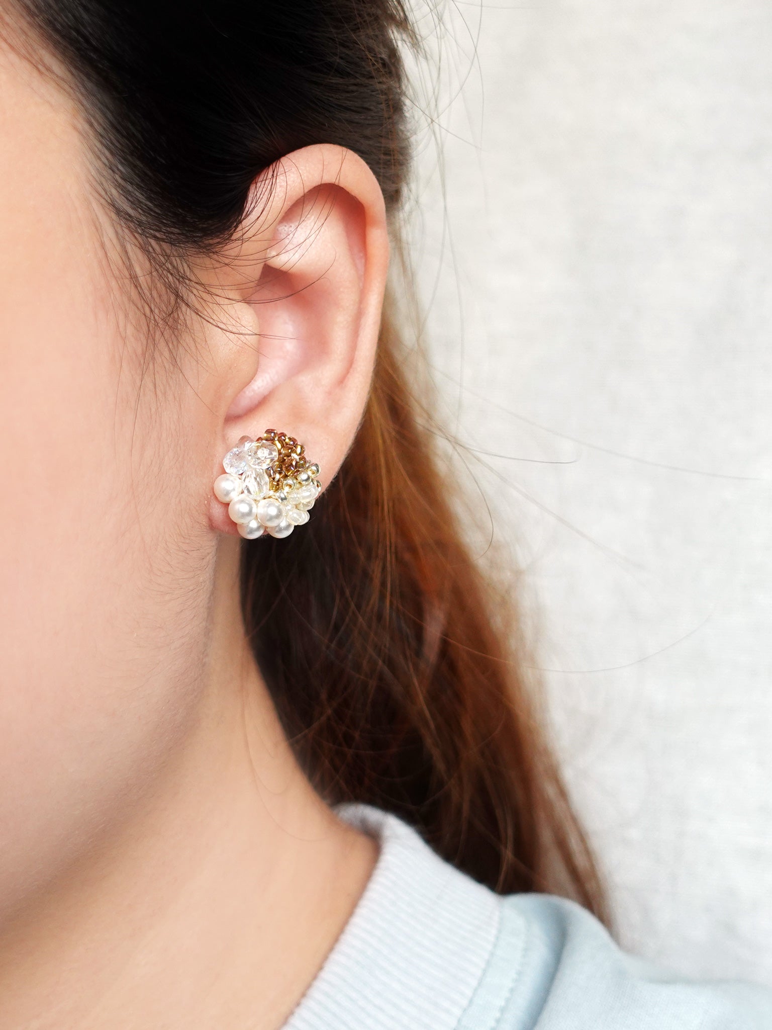 Fantasia Stud Earrings in Caramel Brown Model