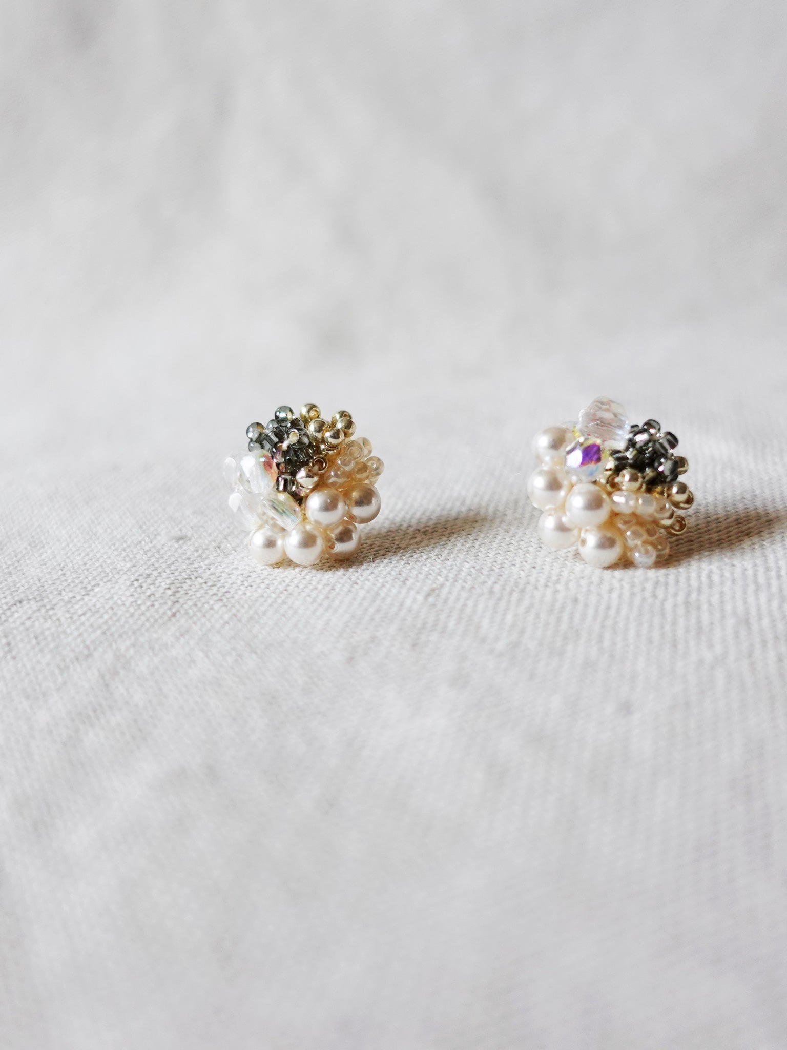 Fantasia Stud Earrings in Diamond Black Left