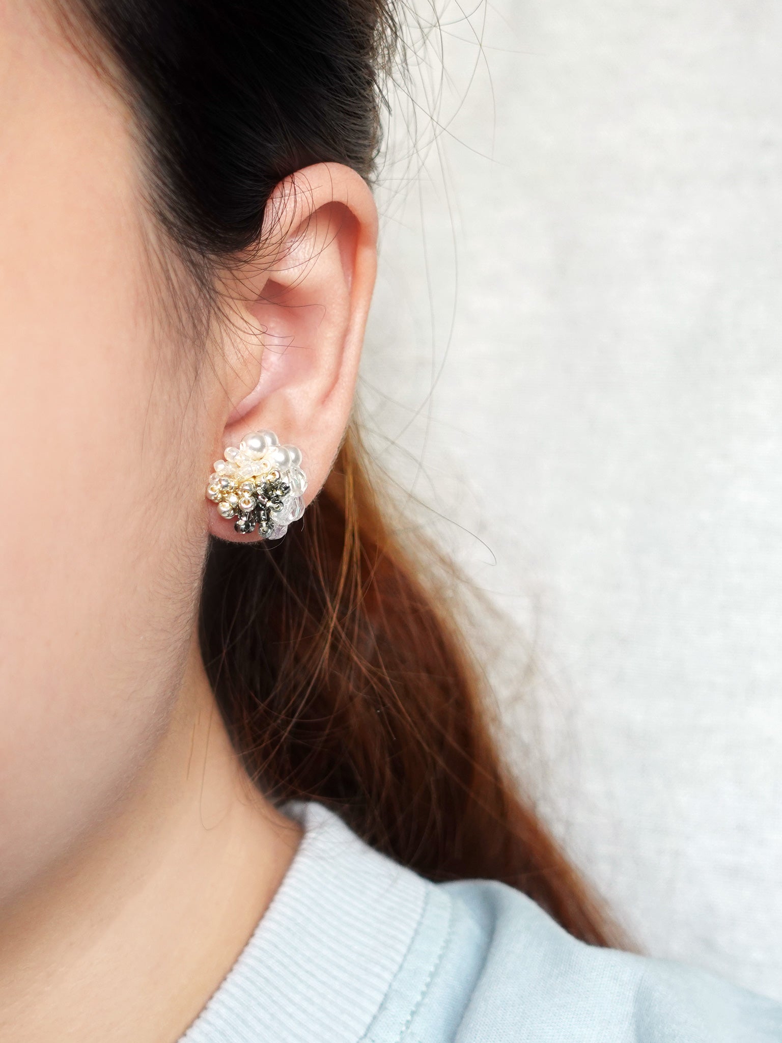 Fantasia Stud Earrings in Diamond Black Model