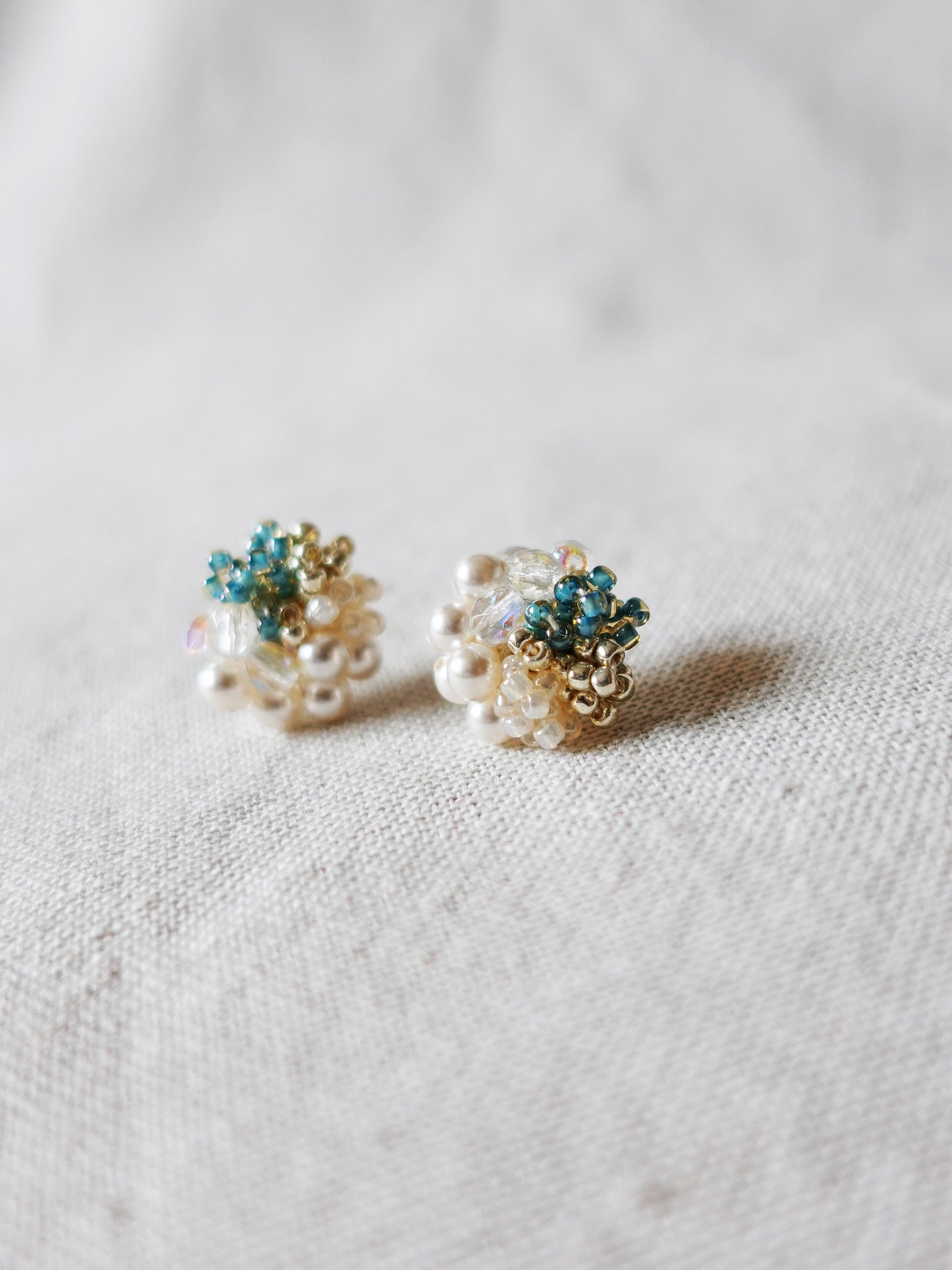 Fantasia Stud Earrings in Ocean Green Front
