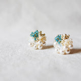 Fantasia Stud Earrings in Ocean Green Left