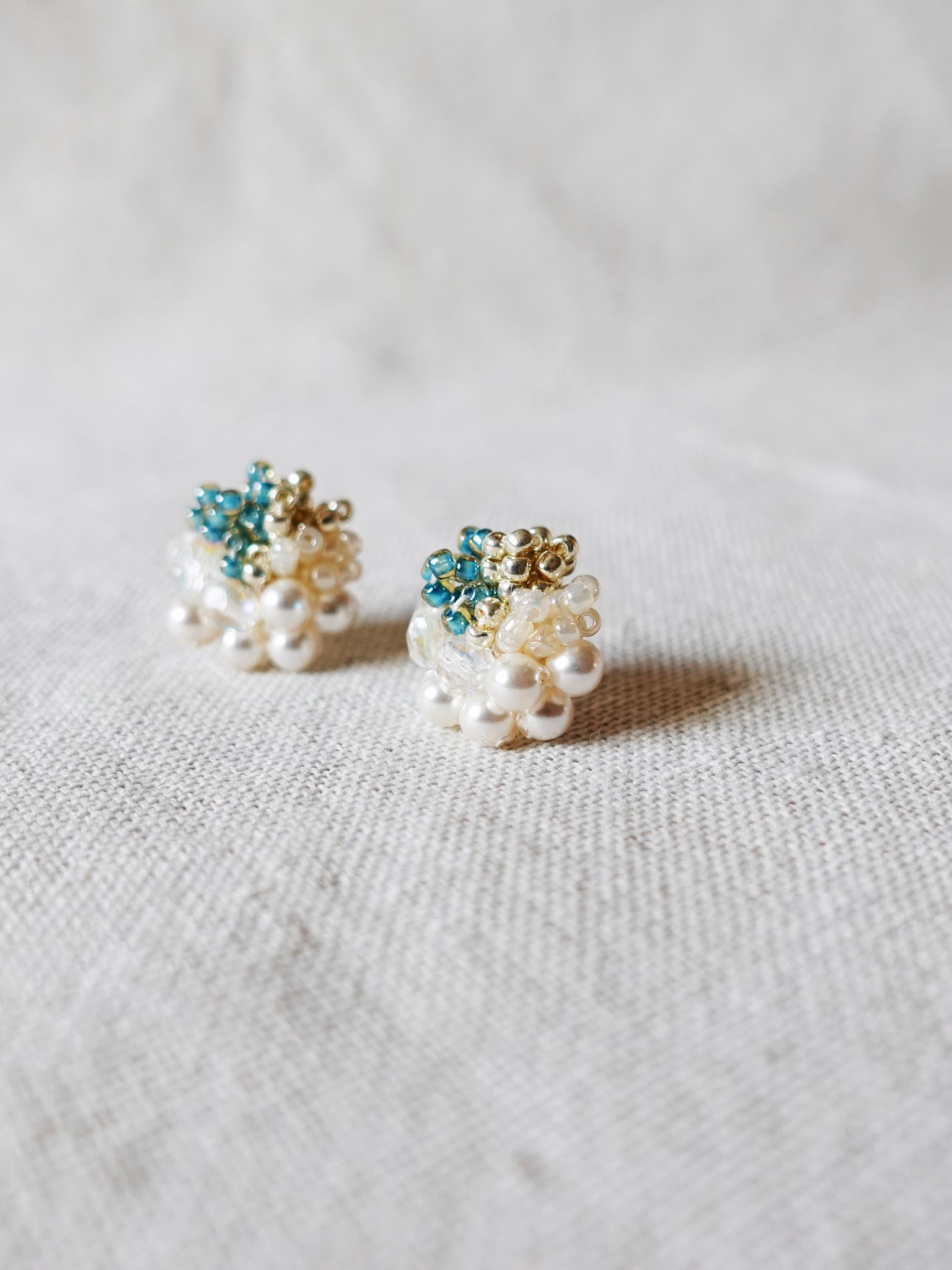 Fantasia Stud Earrings in Ocean Green Right