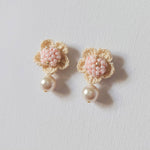Floral Mariota Earrings in Pink Front