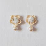 Floral Mariota Earrings in White Front