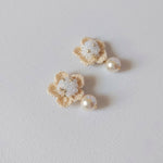 Floral Mariota Earrings in White Right