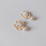 Floral Mariota Earrings in White Right