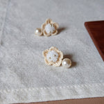 Floral Mariota Earrings in White on Side