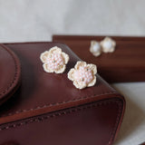 Floral Stud Earrings in Pink Display