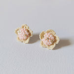 Floral Stud Earrings in Pink Front
