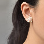 Floral Stud Earrings in Pink Model