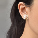 Floral Stud Earrings in Pink Model