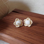Floral Stud Earrings in White Display
