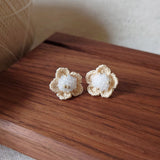 Floral Stud Earrings in White Display