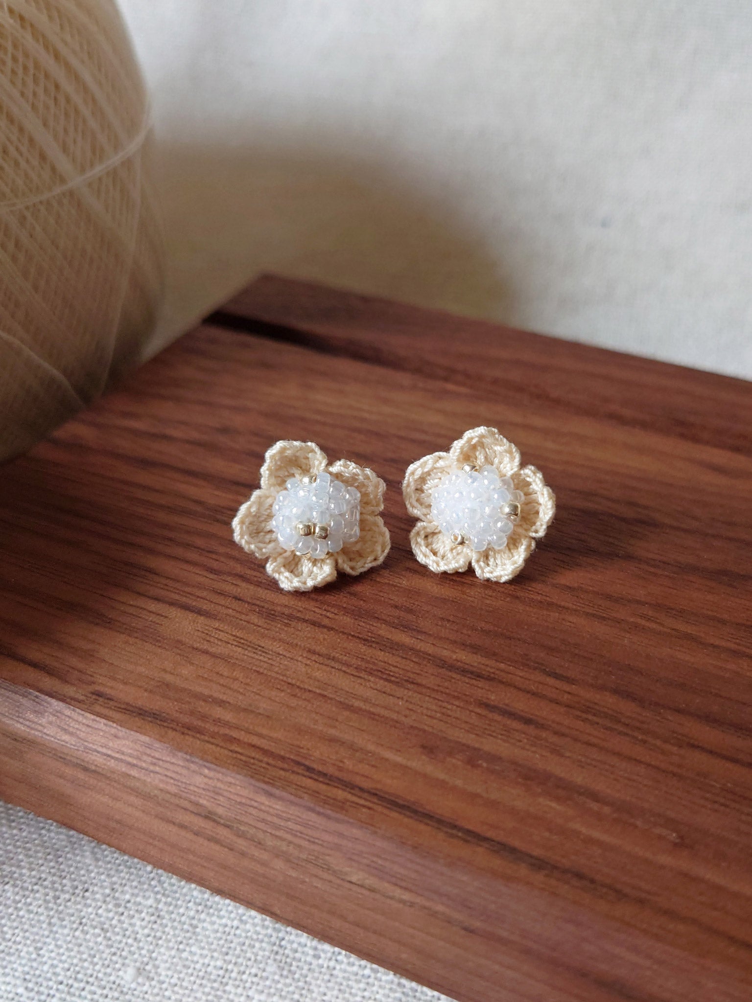 Floral Stud Earrings in White Display