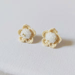 Floral Stud Earrings in White Front