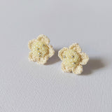 Floral Stud Earrings in Yellow Front