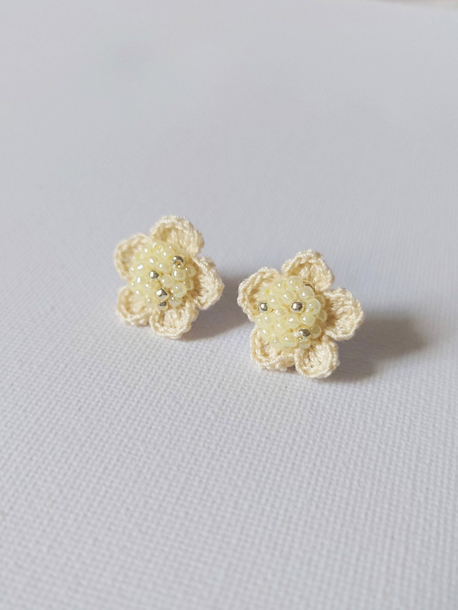 Floral Stud Earrings in Yellow Front