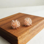 Fluffy Earrings in Champagne Pink Display Front