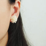 Fluffy Earrings in Ivory Model
