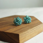 Fluffy Earrings in Ocean Green Display