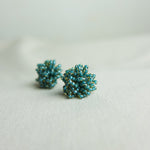 Fluffy Earrings in Ocean Green Right Side