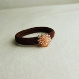 Fluffy Hair Tie in Champagne Pink Left