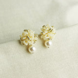 Fluffy Mariota Earrings in Ivory Front