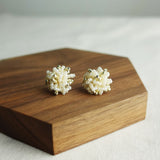 Fluffy Star Dust Earrings in Ivory Display Front