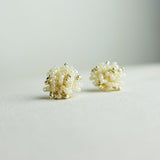 Fluffy Star Dust Earrings in Ivory Front