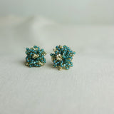 Fluffy Star Dust Earrings in Ocean Green Front