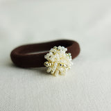 Fluffy Star Dust Hair Tie in Ivory Front