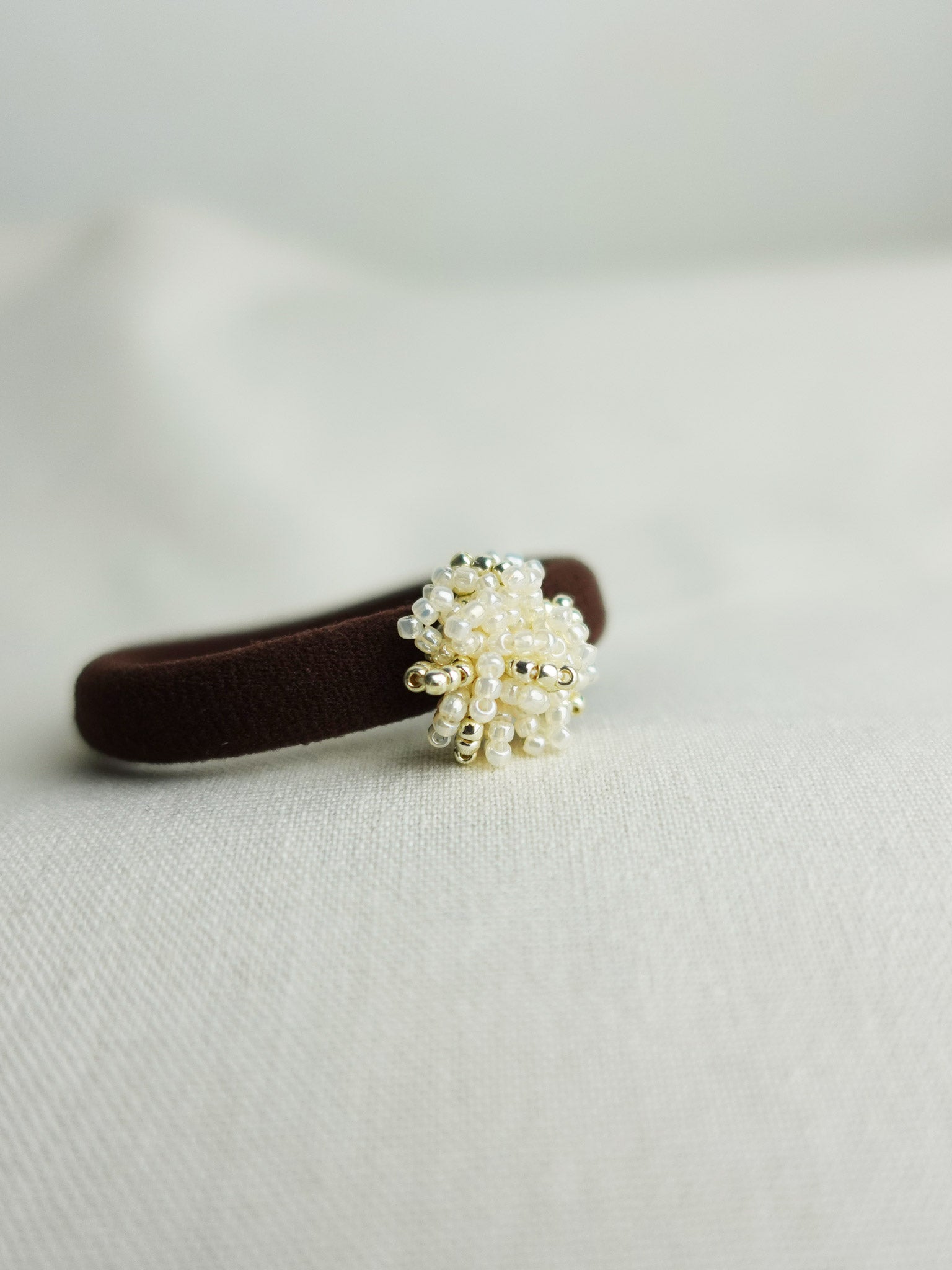 Fluffy Star Dust Hair Tie in Ivory Side