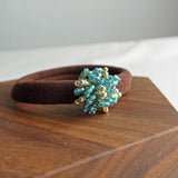 Fluffy Star Dust Hair Tie in Ocean Green Display